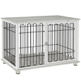 Load image into Gallery viewer, 35in Dog Crate Furniture with Washable Cushion, Indoor Dog Kennel End Table with Adjustable Feet for Medium Dogs, Grey
