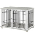 Load image into Gallery viewer, 35in Dog Crate Furniture with Washable Cushion, Indoor Dog Kennel End Table with Adjustable Feet for Medium Dogs, Grey
