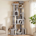 Load image into Gallery viewer, 79" Tall Cat Tree for Indoor Large Cats Adult, Multi-Level Kitty Tower Split Baseboard, 2 Condos, 2 Beds, 5 Sisal Scratching Posts, Hammock, Self-Grooming Brush
