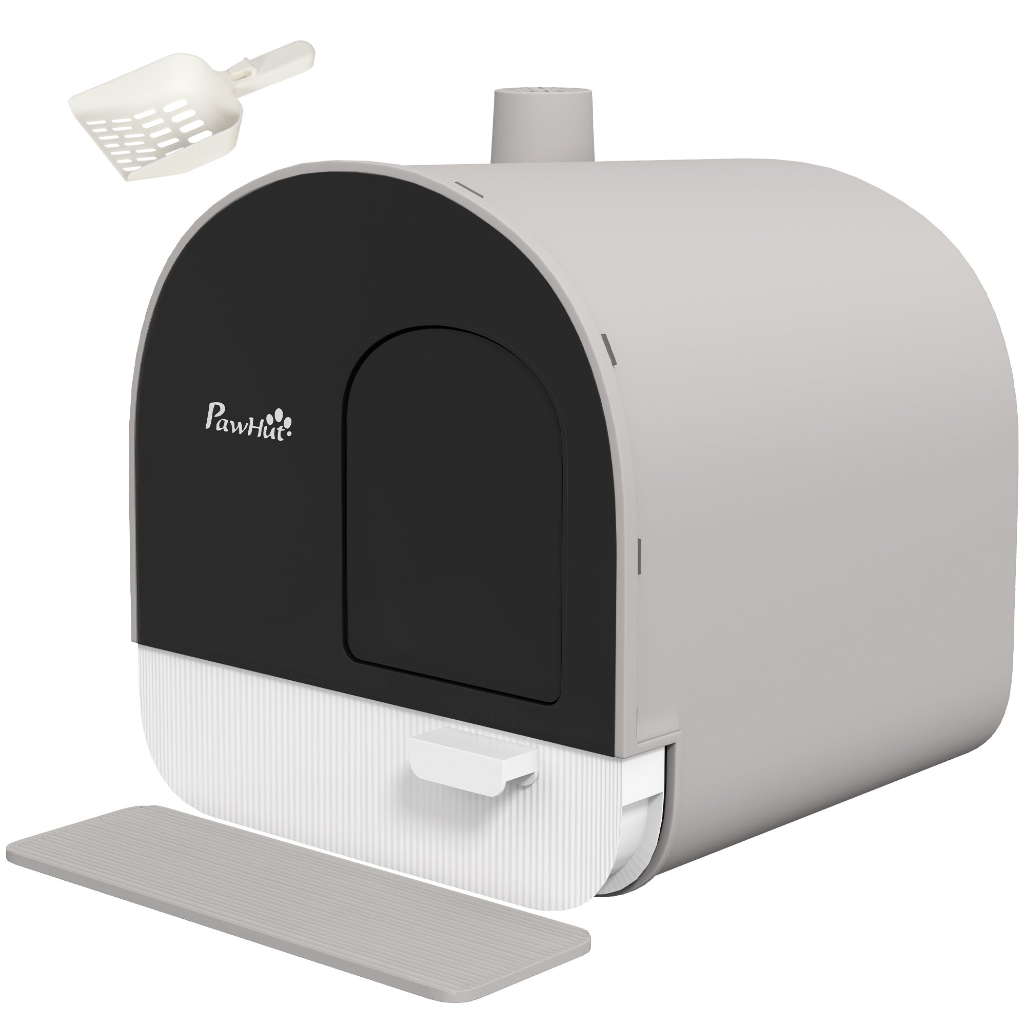 Large Cat Litter Box with Lid, Enclosed Kitty Litter Box with Slide-out Tray, Scoop, Filter, Light Grey