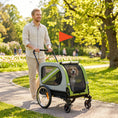 Load image into Gallery viewer, Dog Bike Trailer, 2-in-1 Dog Wagon Pet Stroller for Travel with Universal Wheel Reflectors Flag, for Small and Medium Pets, Green
