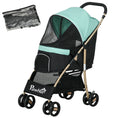 Load image into Gallery viewer, Dog Stroller with Rain Cover, Foldable Dog Pram, 4 Wheels Pet Pushchair with Safety Leashes, for Small, Miniature Dogs, Cats - Green

