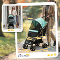 Load image into Gallery viewer, Dog Stroller with Rain Cover, Foldable Dog Pram, 4 Wheels Pet Pushchair with Safety Leashes, for Small, Miniature Dogs, Cats - Green
