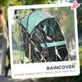 Load image into Gallery viewer, Dog Stroller with Rain Cover, Foldable Dog Pram, 4 Wheels Pet Pushchair with Safety Leashes, for Small, Miniature Dogs, Cats - Green
