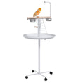 Load image into Gallery viewer, Bird Table, Bird Feeding Station with Wheels, Perches, Stainless Steel Feed Bowls, Round Tray for Indoor - White

