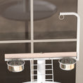 Load image into Gallery viewer, Bird Table, Bird Feeding Station with Wheels, Perches, Stainless Steel Feed Bowls, Round Tray for Indoor - White
