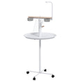 Load image into Gallery viewer, Bird Table, Bird Feeding Station with Wheels, Perches, Stainless Steel Feed Bowls, Round Tray for Indoor - White
