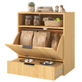 Load image into Gallery viewer, Pet Feeder Station with Storage, Dog Food Storage Container w/ 2 Raised Stainless Steel Bowls, Tilt Out Cabinet, Slow Feeder Mat for Water & Food, Pet Feeding Station for Small Medium, Oak
