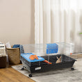 Load image into Gallery viewer, 35" Small Animal Cage, Rolling Bunny Cage, Guinea Pig Cage with Food Dish, Water Bottle, Hay Feeder, Platform, Ramp for Chinchilla, Black
