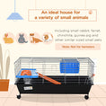 Load image into Gallery viewer, 35" Small Animal Cage, Rolling Bunny Cage, Guinea Pig Cage with Food Dish, Water Bottle, Hay Feeder, Platform, Ramp for Chinchilla, Black
