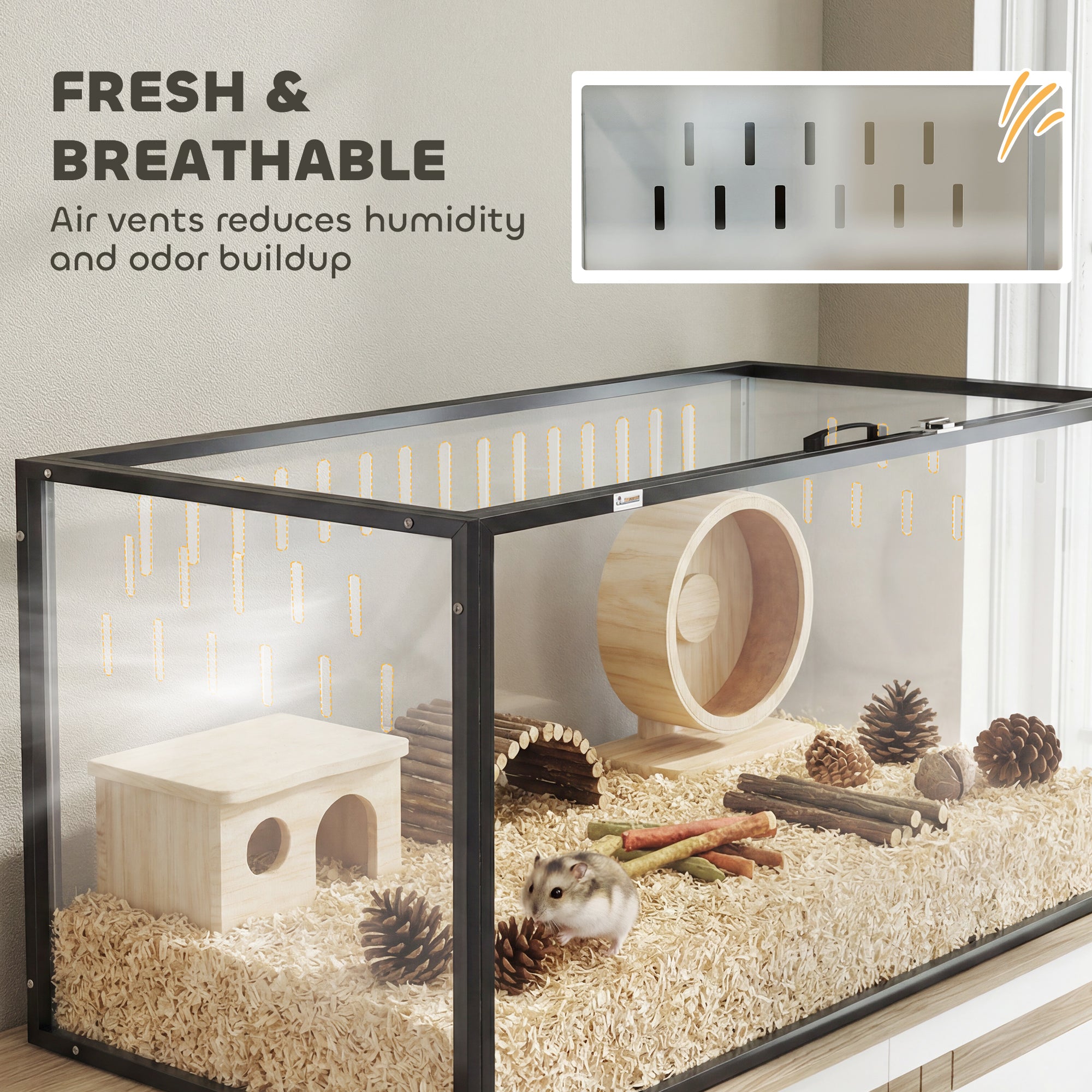 Large Acrylic Hamster Cage, Chewproof Guinea Pig Cage for Small Animal Pets, Transparent Mice and Gerbil Habitat with Openable Top, for Hedgehog, Dwarf Hamster, Rat, Mouse, 41.3" x 20" x 20"