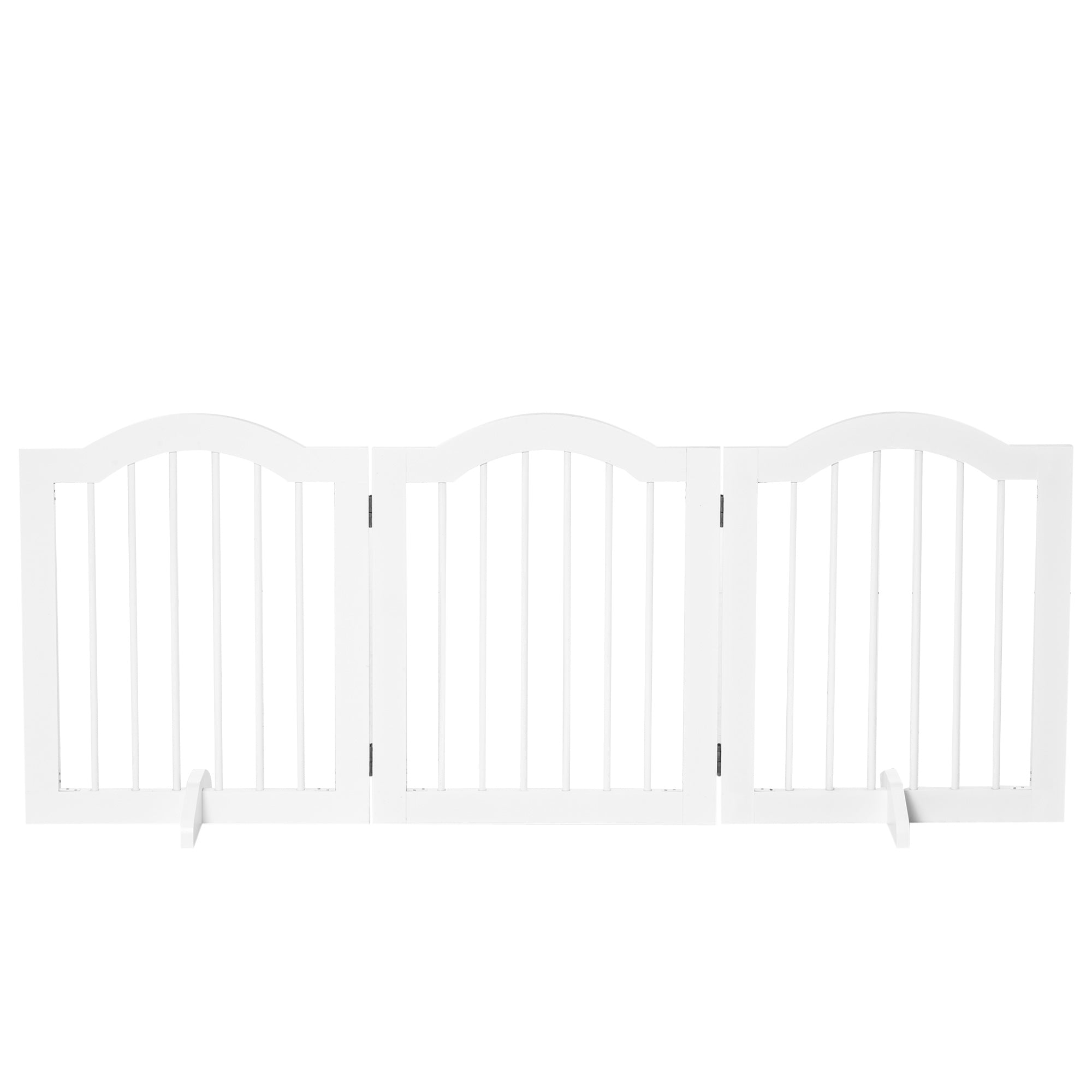 24"H Foldable Dog Gate, 3 Panels Freestanding Pet Gate Barriers Indoor with Support Feet, Puppy Fence for Small Dogs, White