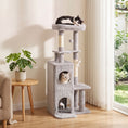 Load image into Gallery viewer, 52" Cat Tree, Multi-Level Large Cat Tower House with 2-Tier Condo, Bed, Sisal Scratching Posts and Teaser Toys for Indoor Kittens Activity Center, Light Grey
