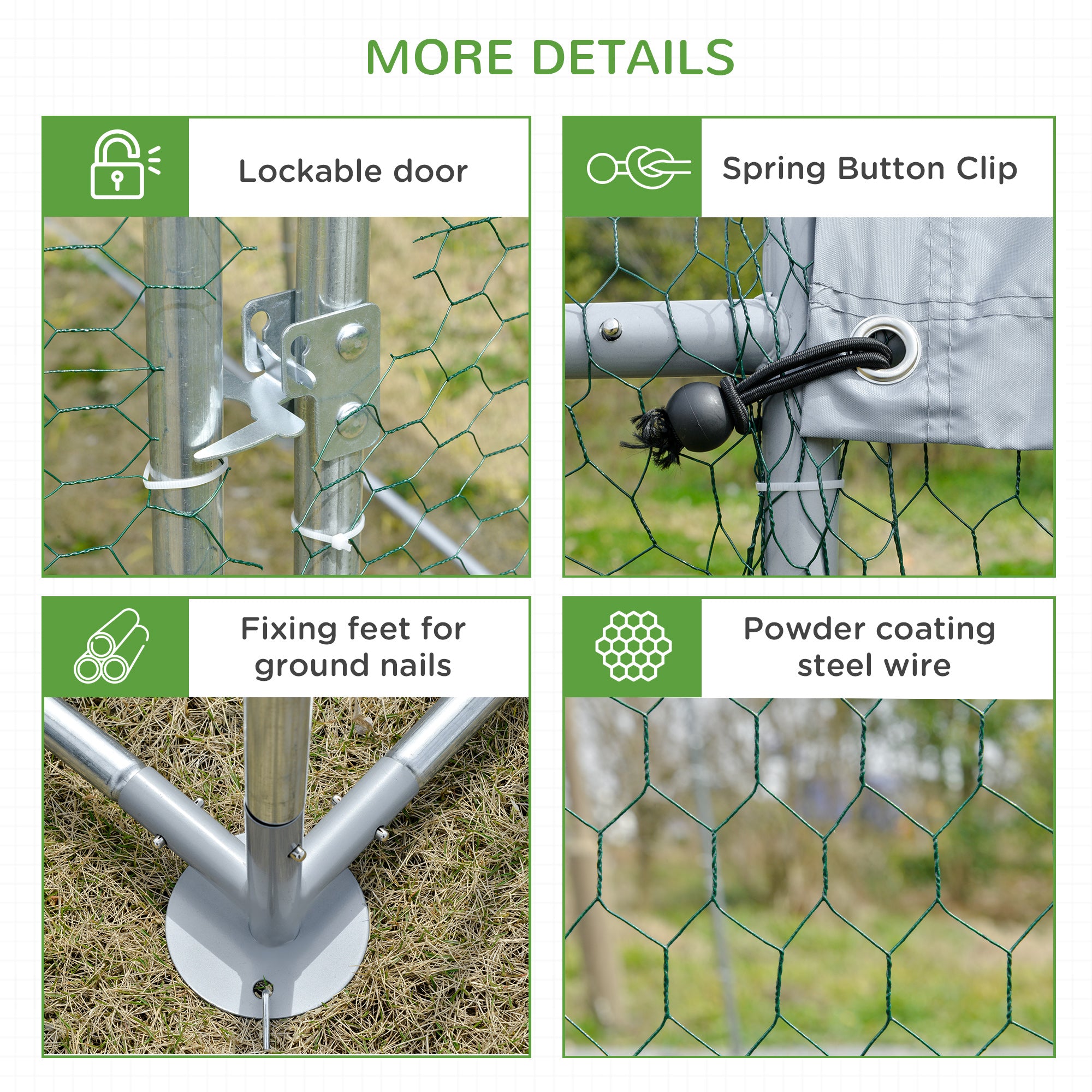 Galvanized Large Metal Chicken Coop Cage Walk-in Enclosure Poultry Hen Run House Playpen Rabbit Hutch with Cover for Outdoor Backyard 9.2' x 12.5' x 6.5' Silver