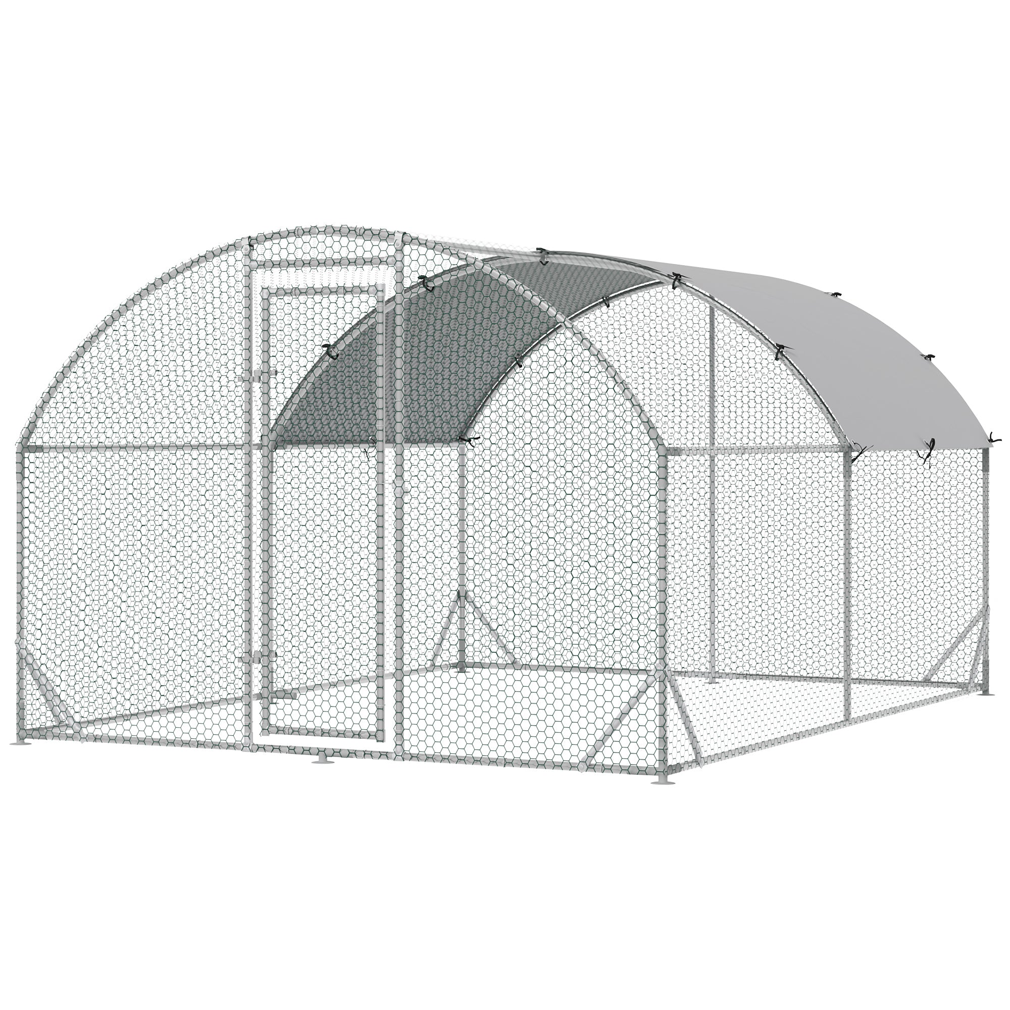 Galvanized Large Metal Chicken Coop Cage Walk-in Enclosure Poultry Hen Run House Playpen Rabbit Hutch with Cover for Outdoor Backyard 9.2' x 12.5' x 6.5' Silver
