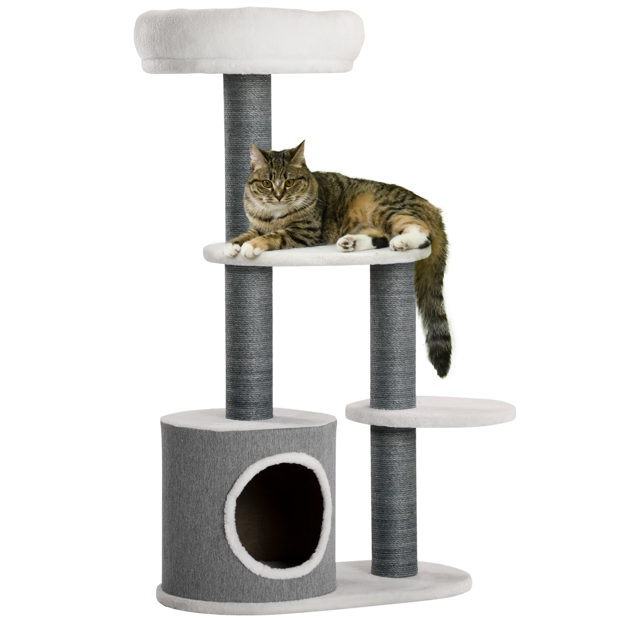 39" Cat Tree for Indoor, Cat Tower with Scratching Posts, Condo, Top Perch, Platforms, Multi-level Kitten Activity Centre, White