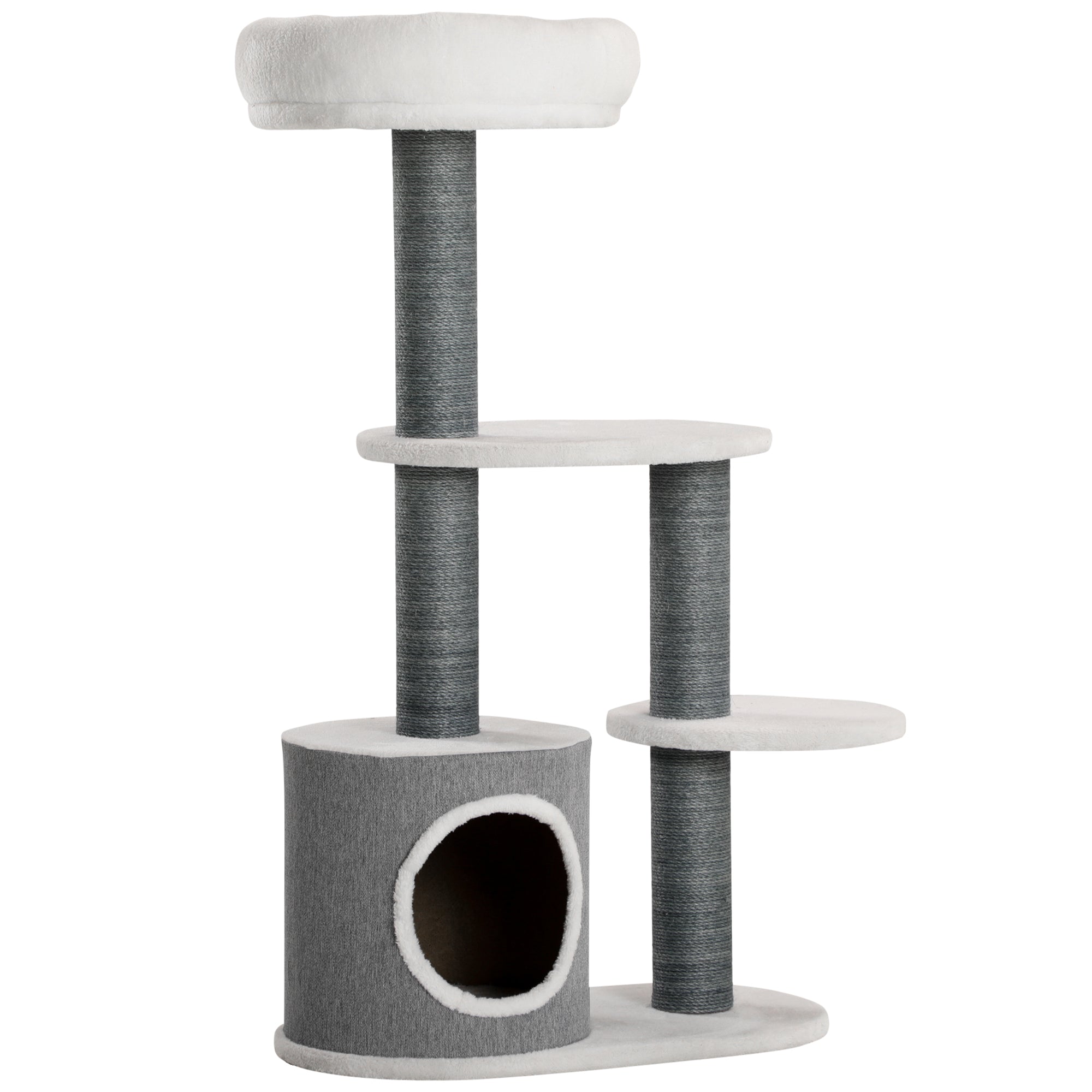 39" Cat Tree for Indoor, Cat Tower with Scratching Posts, Condo, Top Perch, Platforms, Multi-level Kitten Activity Centre, White