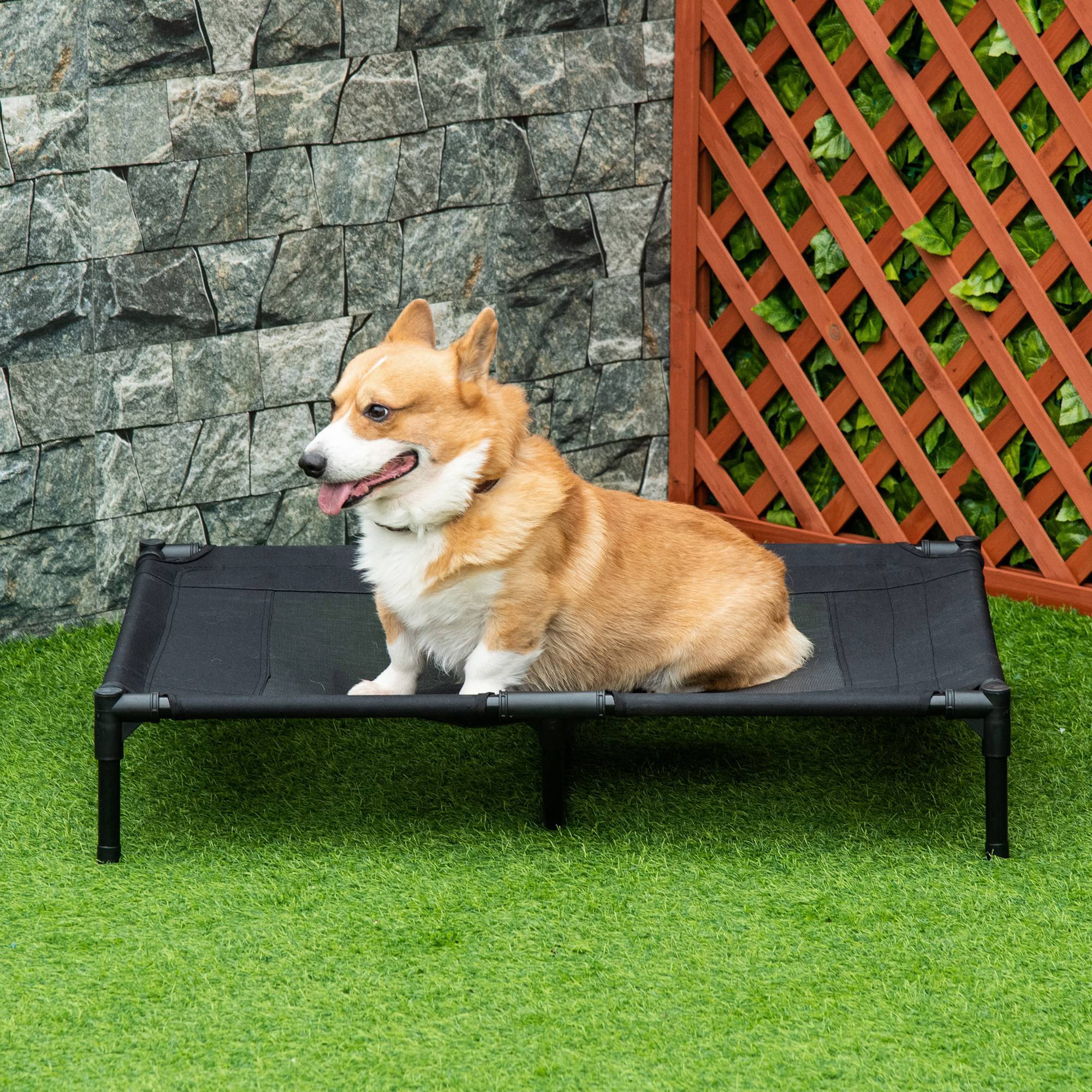 Large Raised Dog Bed Cat Elevated Lifted Cooling Portable Camping Basket Outdoor Indoor Mesh Pet Cot Metal Frame Black
