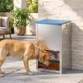 Load image into Gallery viewer, 50lbs Automatic Dog Feeder, Galvanized Gravity Pet Feeder with Lockable Clear Door, Indoor and Outdoor Use, Wall Mountable, Portable Handles, Auto Dog Food Dispenser for Large Breeds
