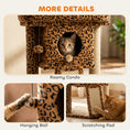 Charger l'image dans la visionneuse de la galerie, Cat Tree, Small Cat Tower with Perch, Scratching Post, Pet Condo, Toy Ball for Kitty, Indoor Use, Leopard Print
