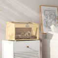 Load image into Gallery viewer, 22"L Hamster Cage, Small Animal Cage with Openable Top & Transparent Acrylic Windows, Hamster Enclosure with Hut, Seesaw, Ladder, for Dwarf Hamster, Gerbil, Natural Wood
