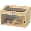 Load image into Gallery viewer, 22"L Hamster Cage, Small Animal Cage with Openable Top & Transparent Acrylic Windows, Hamster Enclosure with Hut, Seesaw, Ladder, for Dwarf Hamster, Gerbil, Natural Wood
