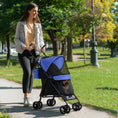 Load image into Gallery viewer, Pet stroller for Miniature Dogs, Foldable Dog Stroller with Shoulder Strap, 4 Wheels Pet Pram with Storage Bag, Cup Holder, Dark Blue
