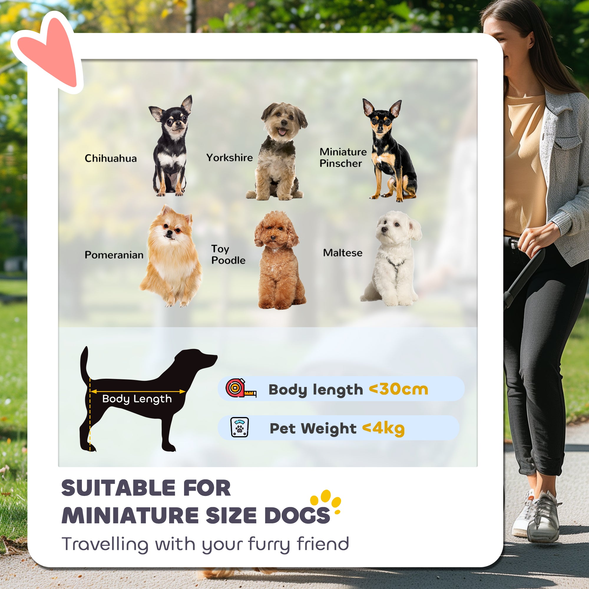 Pet stroller for Miniature Dogs, Foldable Dog Stroller with Shoulder Strap, 4 Wheels Pet Pram with Storage Bag, Cup Holder, Dark Blue