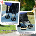 Load image into Gallery viewer, Pet stroller for Miniature Dogs, Foldable Dog Stroller with Shoulder Strap, 4 Wheels Pet Pram with Storage Bag, Cup Holder, Dark Blue
